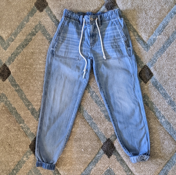 American Eagle Blue Cozy Next Level Stretch Jogger Jeans, Size 0 - Picture 2 of 4